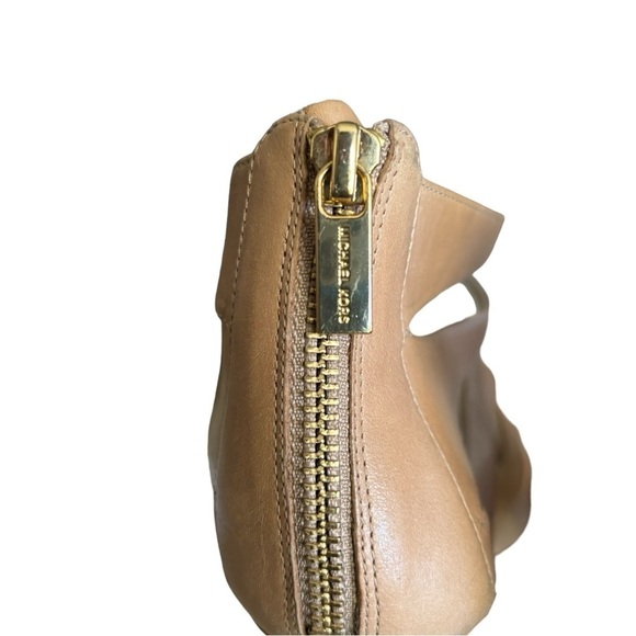 Michael Kors Nude Leather Strappy Open Toe Stiletto Heels Size 9.5 Back Zip - Picture 7 of 12